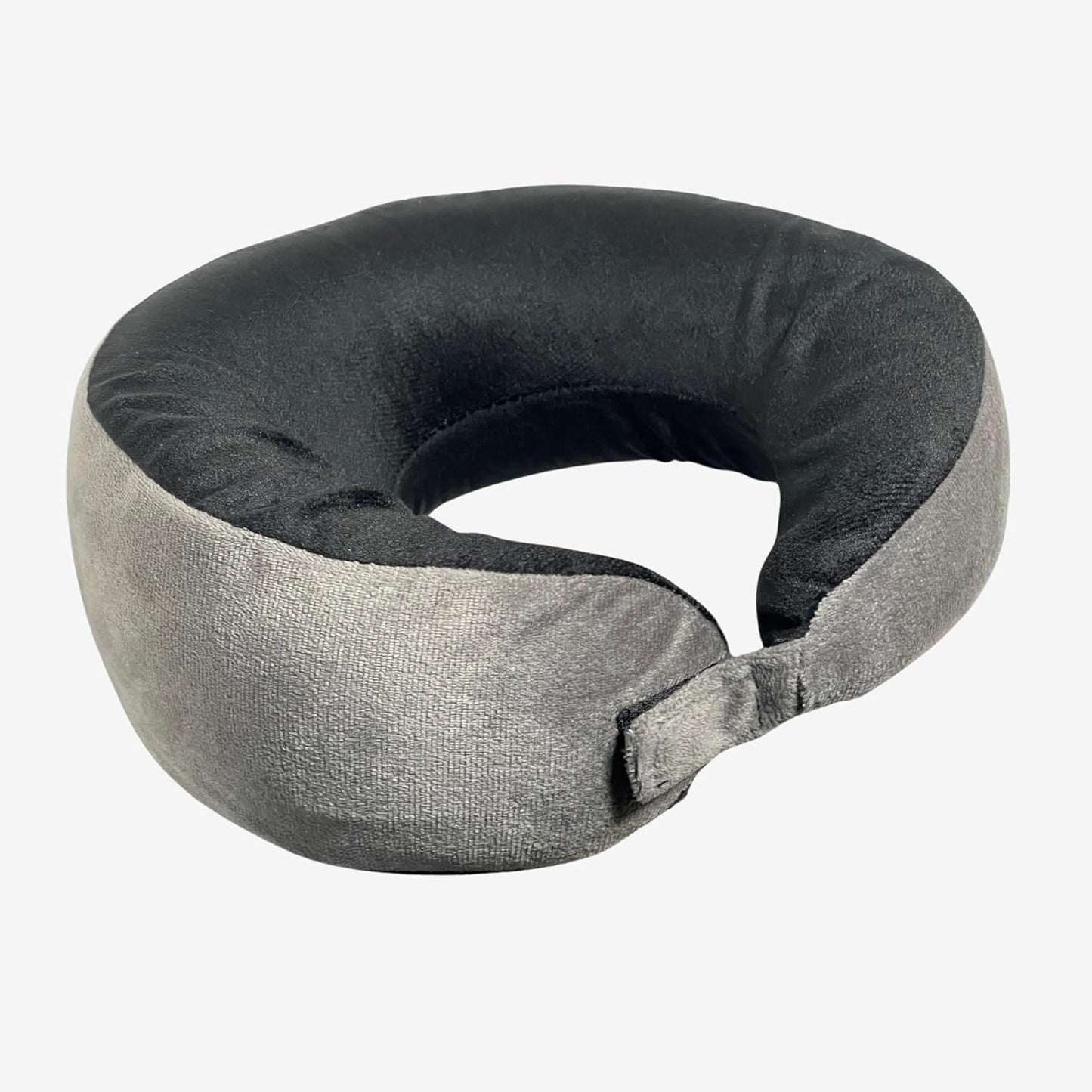 FITMAT 100% Memory Foam Neck Pillow for Travelling, Aeroplane Travel Comfortable, Sleeping, Head Rest Neck Holder Pillow - Silver & Black