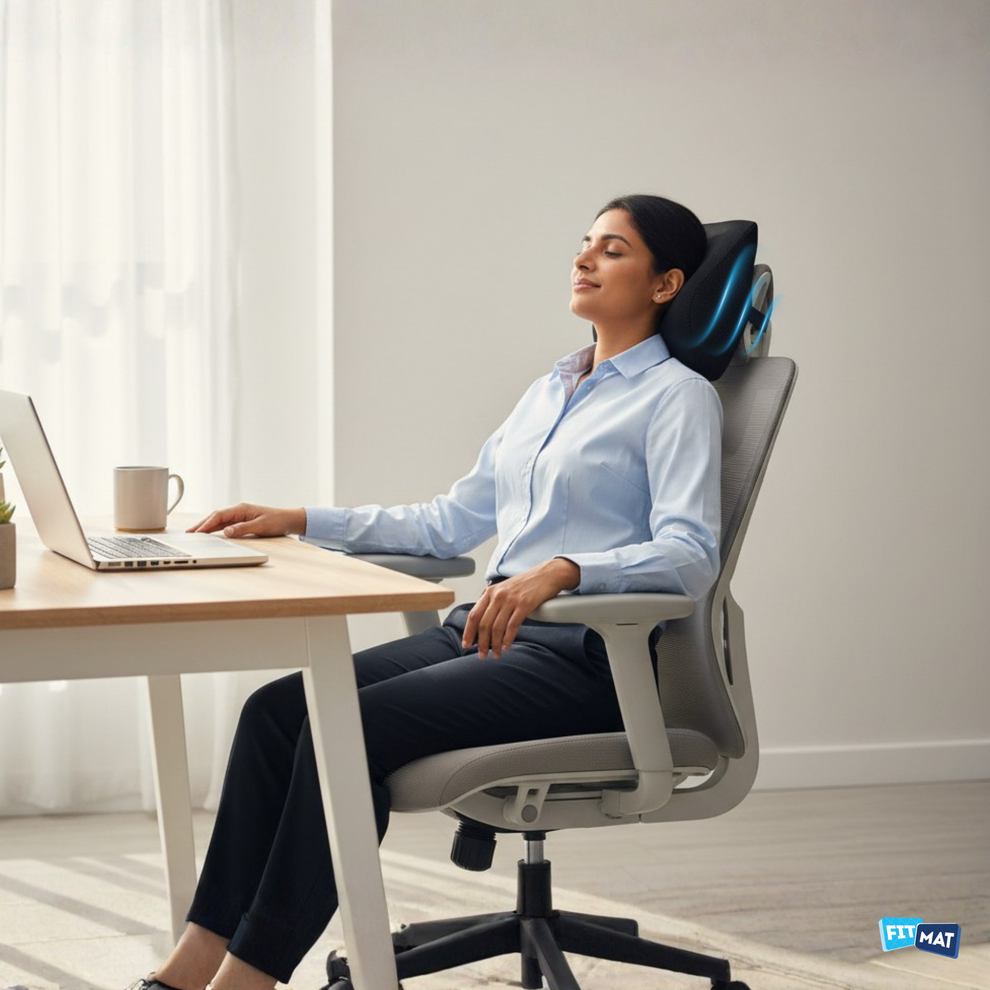 Ergonomic Neck Support for Office Chair – Mesh Cover – FitMat India