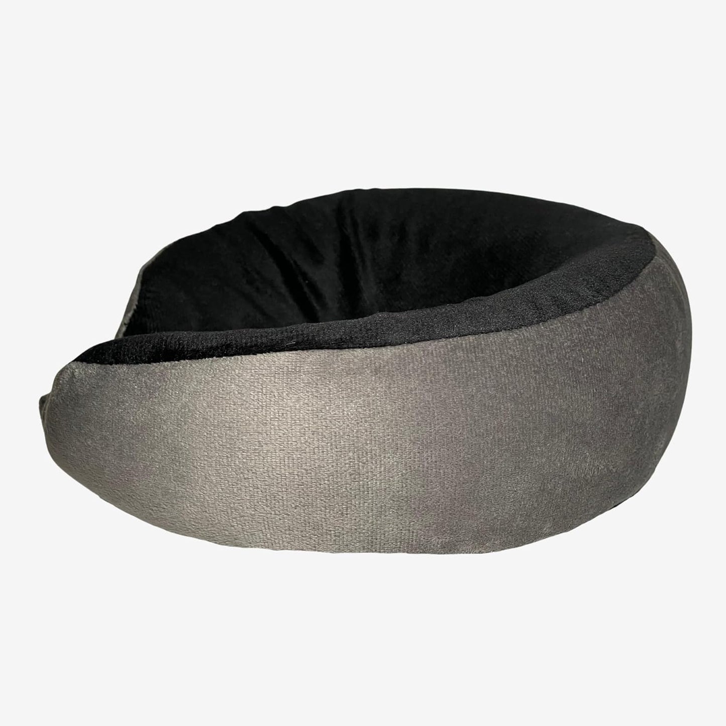 FITMAT 100% Memory Foam Neck Pillow for Travelling, Aeroplane Travel Comfortable, Sleeping, Head Rest Neck Holder Pillow - Silver & Black