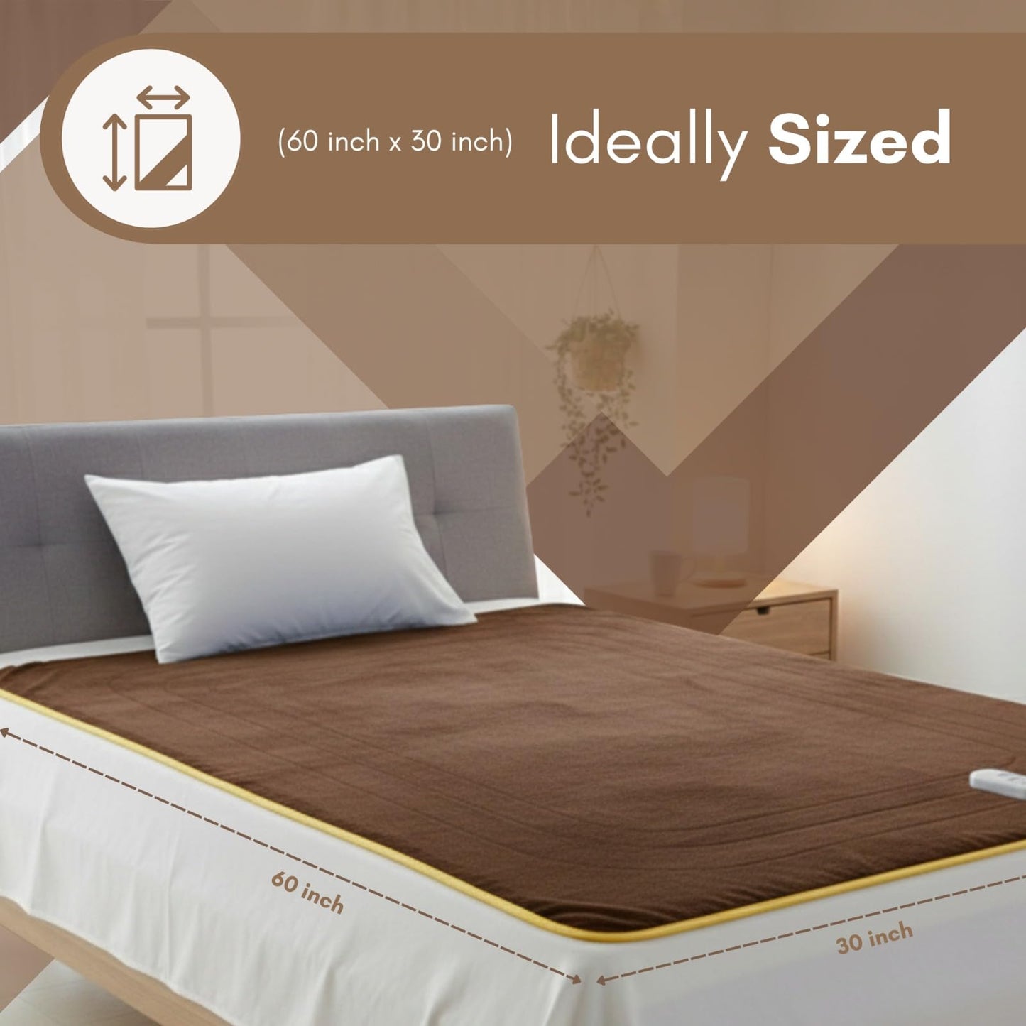 FITMAT Electric Blanket for Winter – Single Bed Heated Blanket/Warmer(152L x 76W cm) with Overheat Protection, Auto Shut-Off, Fast Heating, Soft & Comfortable | Ideal for Cozy Sleep