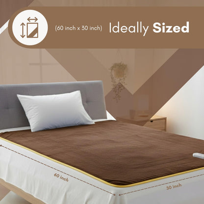 FITMAT Electric Blanket for Winter – Single Bed Heated Blanket/Warmer(152L x 76W cm) with Overheat Protection, Auto Shut-Off, Fast Heating, Soft & Comfortable | Ideal for Cozy Sleep