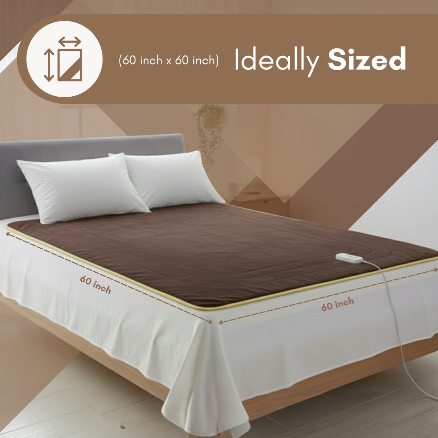 FITMAT Electric Blanket for Winter – Double Bed Heated Blanket/Warmer (152L x 152W cm) with Overheat Protection, Auto Shut-Off, Fast Heating, Soft & Comfortable | Safe and Secure