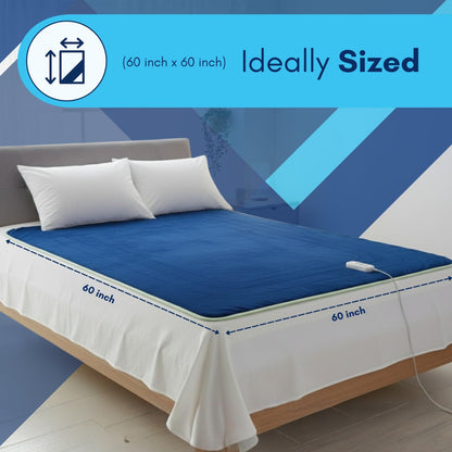 FITMAT Electric Blanket for Winter – Double Bed Heated Blanket (152L x 152W cm) with Overheat Protection, Auto Shut-Off, Fast Heating, Soft & Comfortable | Ideal for Cozy Sleep