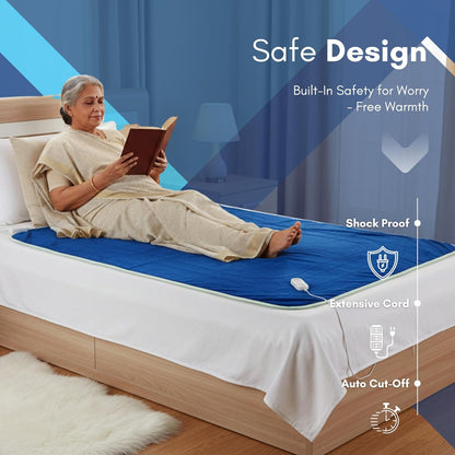 FITMAT Electric Blanket for Winter – Single Bed Heated Blanket (152L x 76W cm) with Overheat Protection, Auto Shut-Off, Fast Heating, Soft & Comfortable for Cold Weather | Ideal for Cozy Sleep