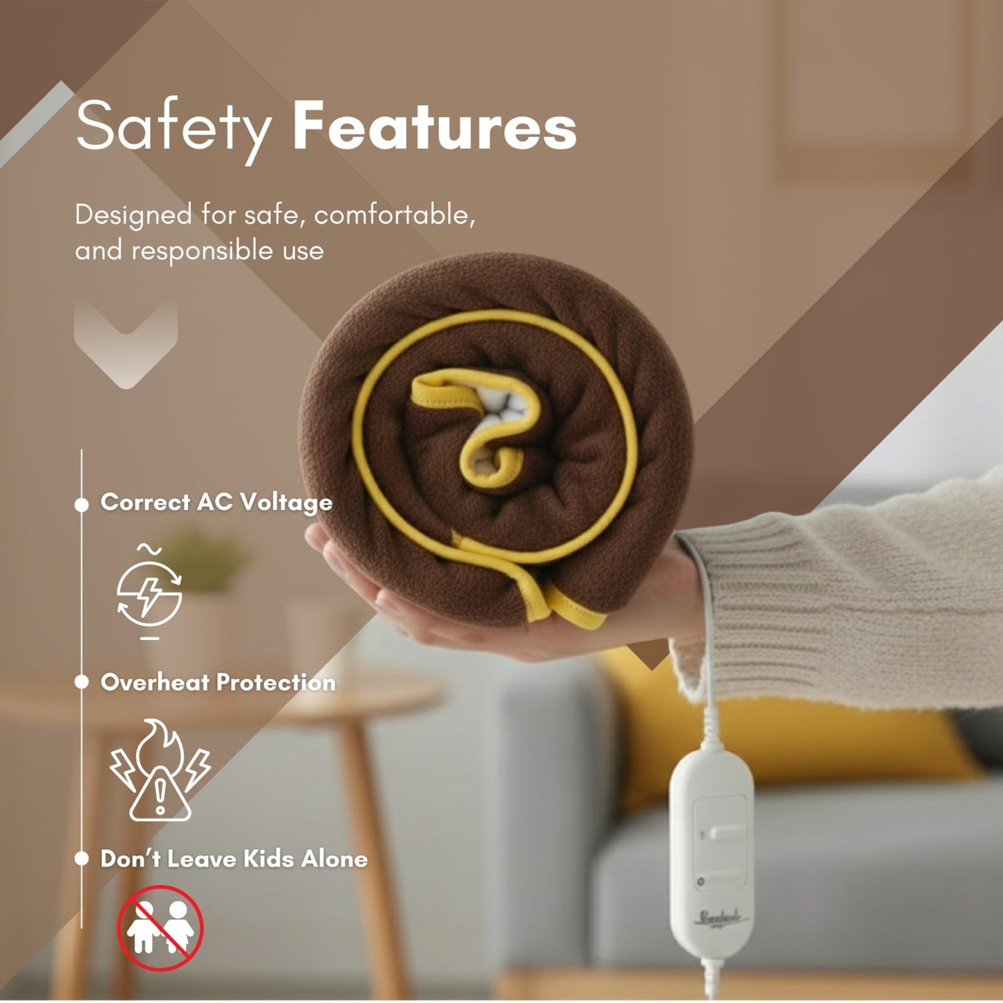 FITMAT Electric Blanket for Winter – Double Bed Heated Blanket/Warmer (152L x 152W cm) with Overheat Protection, Auto Shut-Off, Fast Heating, Soft & Comfortable | Safe and Secure