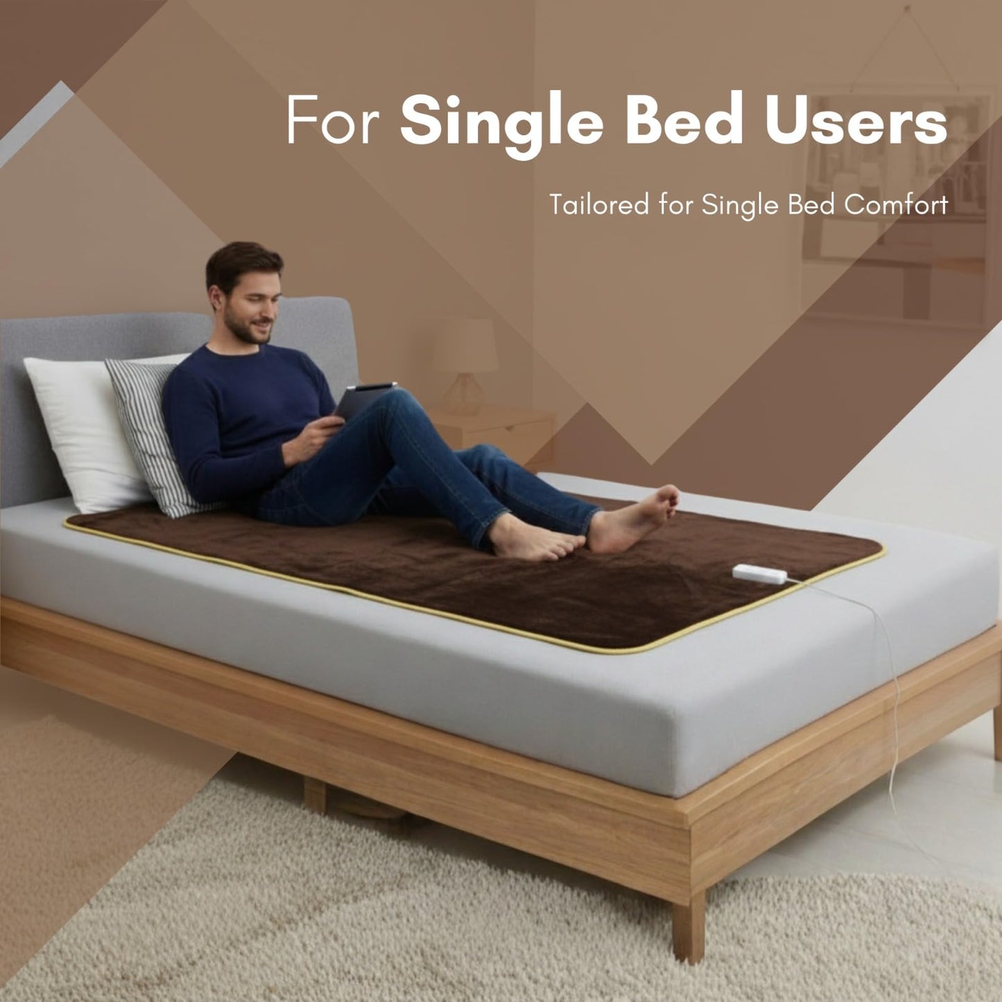 FITMAT Electric Blanket for Winter – Single Bed Heated Blanket/Warmer(152L x 76W cm) with Overheat Protection, Auto Shut-Off, Fast Heating, Soft & Comfortable | Ideal for Cozy Sleep