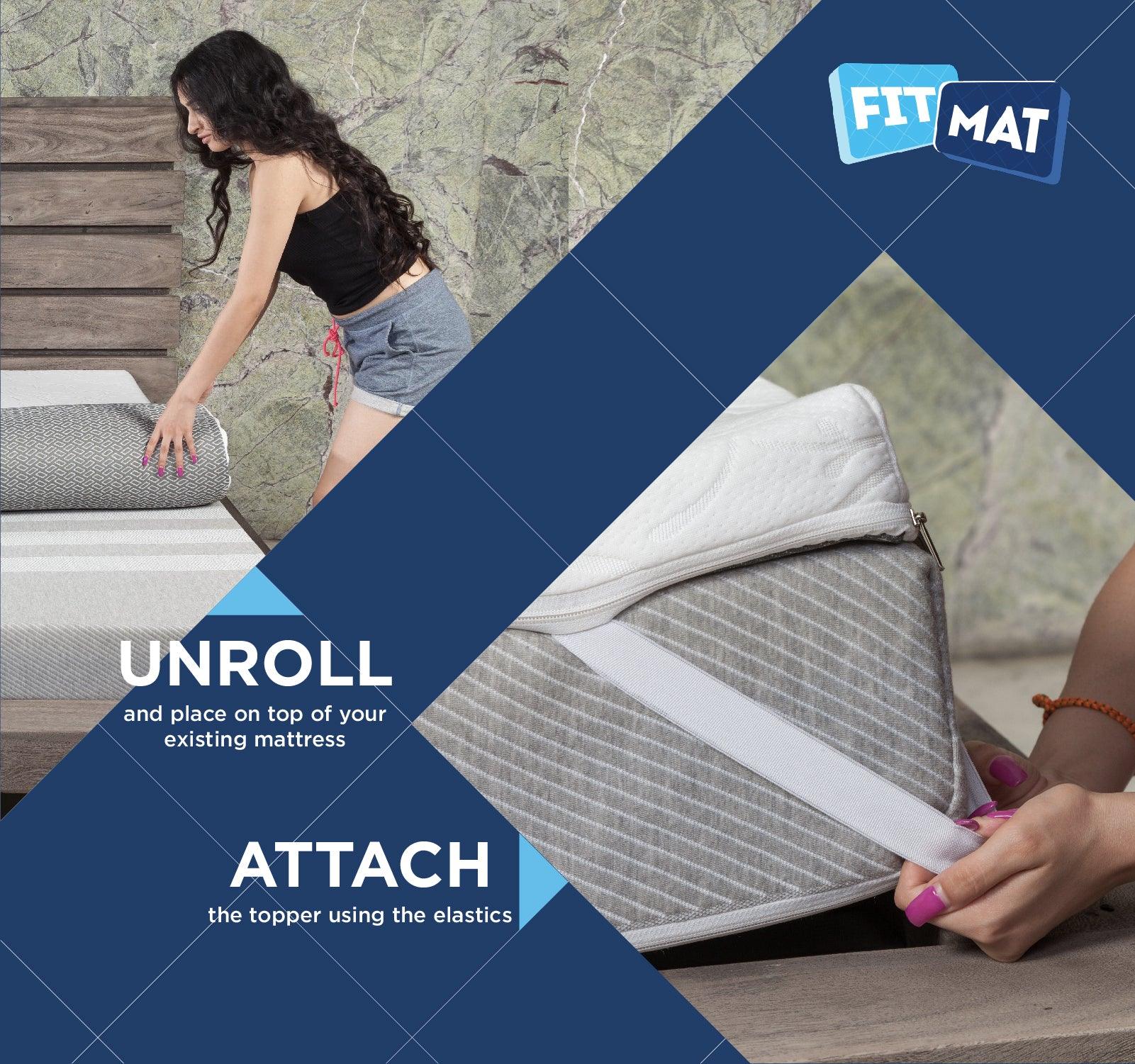 2" Gel Memory Foam Mattress Topper with Premium Cover - FitMat India